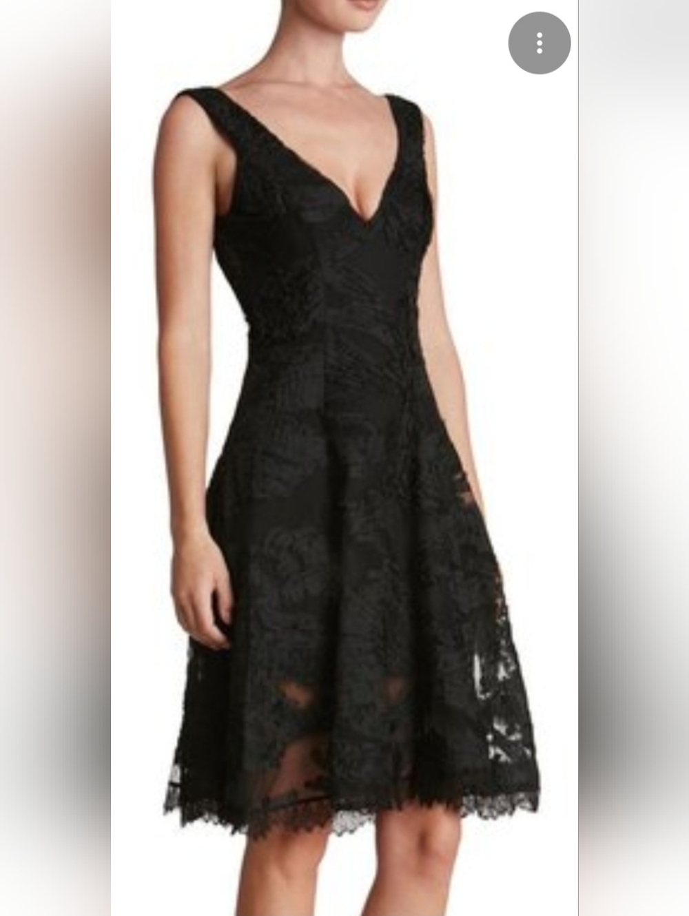 Dress the Population White and Yellow Floral Lace V-Neck Fit & Flare Midi Dress - Picture 11 of 12